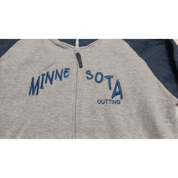 Northern Souvenirs Mens Gray Two-Tone Minnesota Outting Full Zip Hoodie Sz M - Picture 2 of 9
